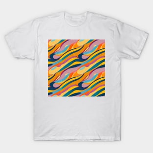 Geometric pattern of curved seamless stripes T-Shirt